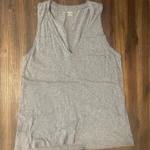 Madewell Whisper Cotton Pocket Tank Gray Sleeveless Women's V-Neck Top Small S